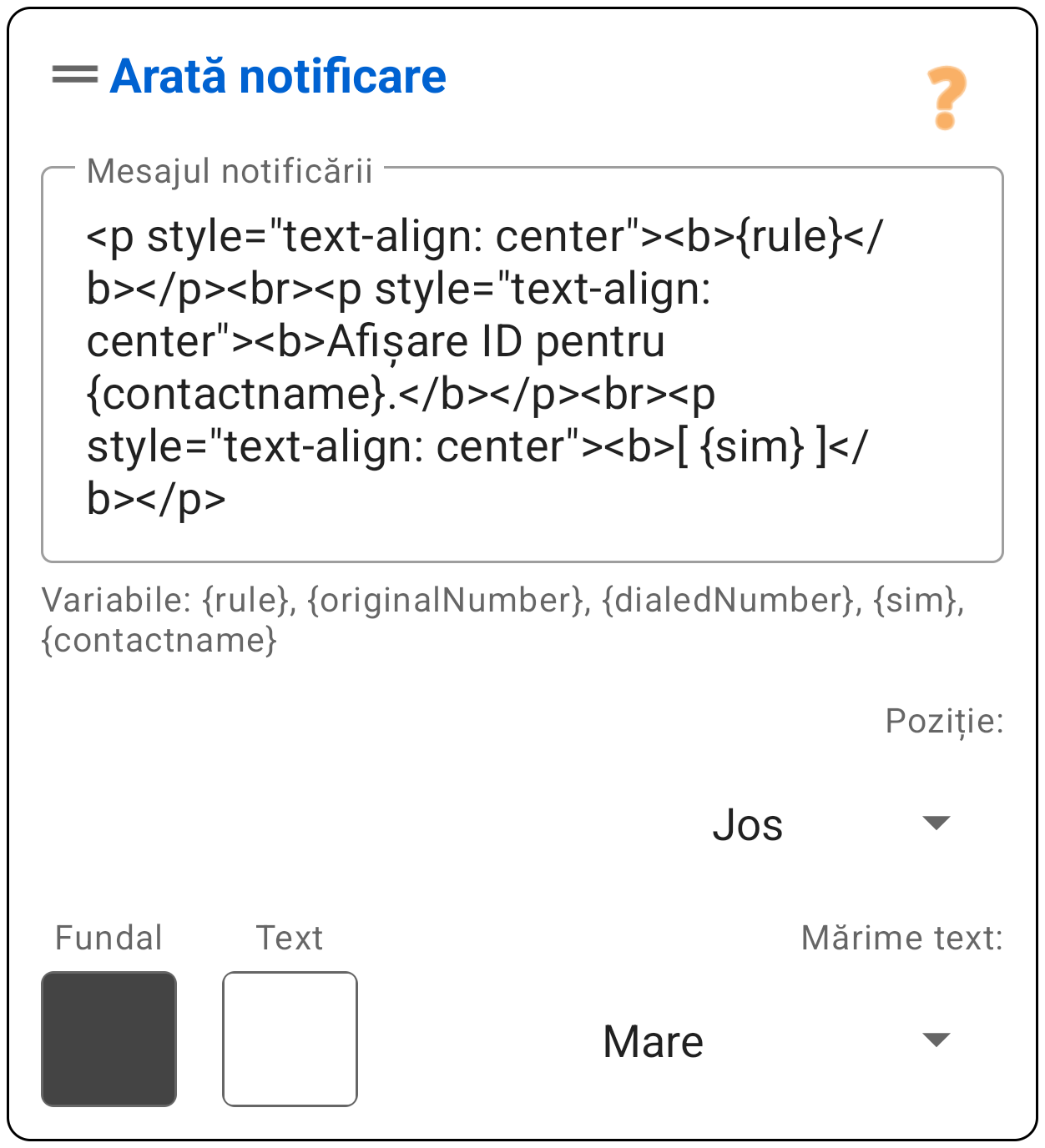 Arată notificare (Standard)