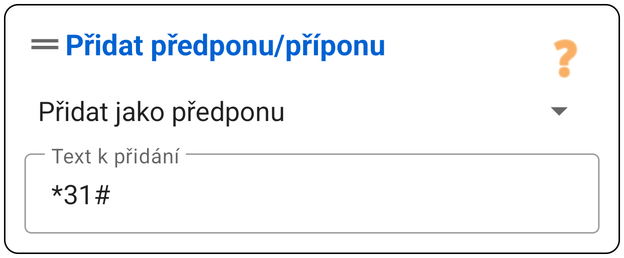 Přidat affix (Předvolba / Přípona)