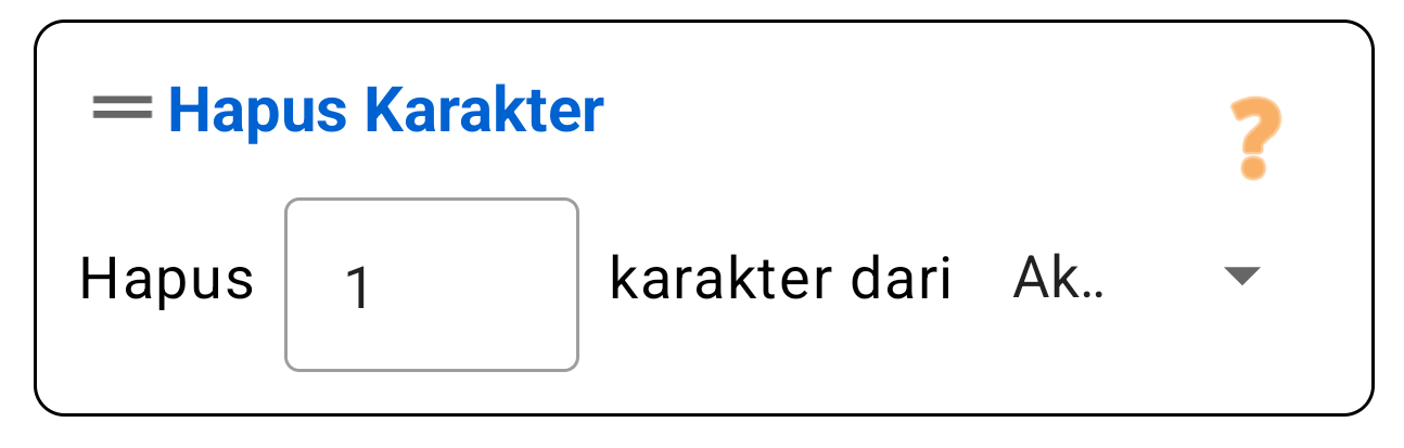 Hapus Karakter (Depan/Belakang)