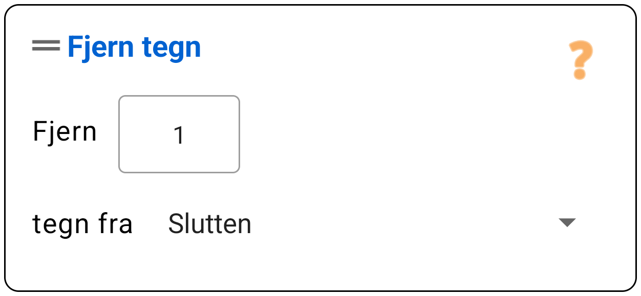 Fjern tegn (Start/Slutt)