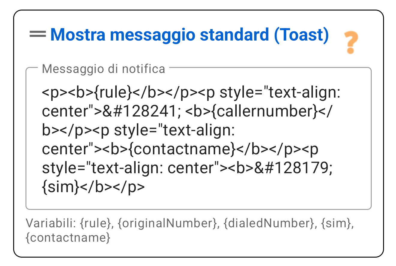 Mostra messaggio 'Toast'