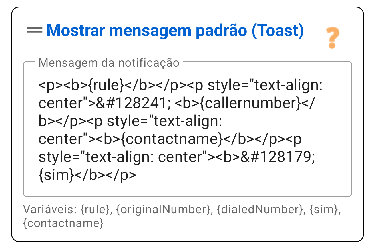 Mostrar mensagem 'Toast'