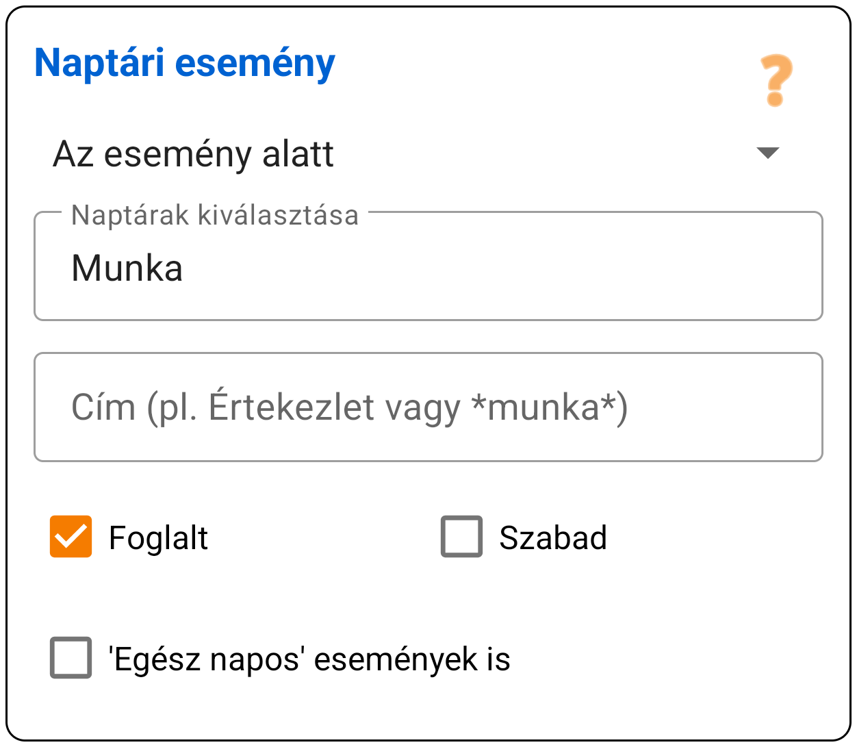 Naptár Esemény