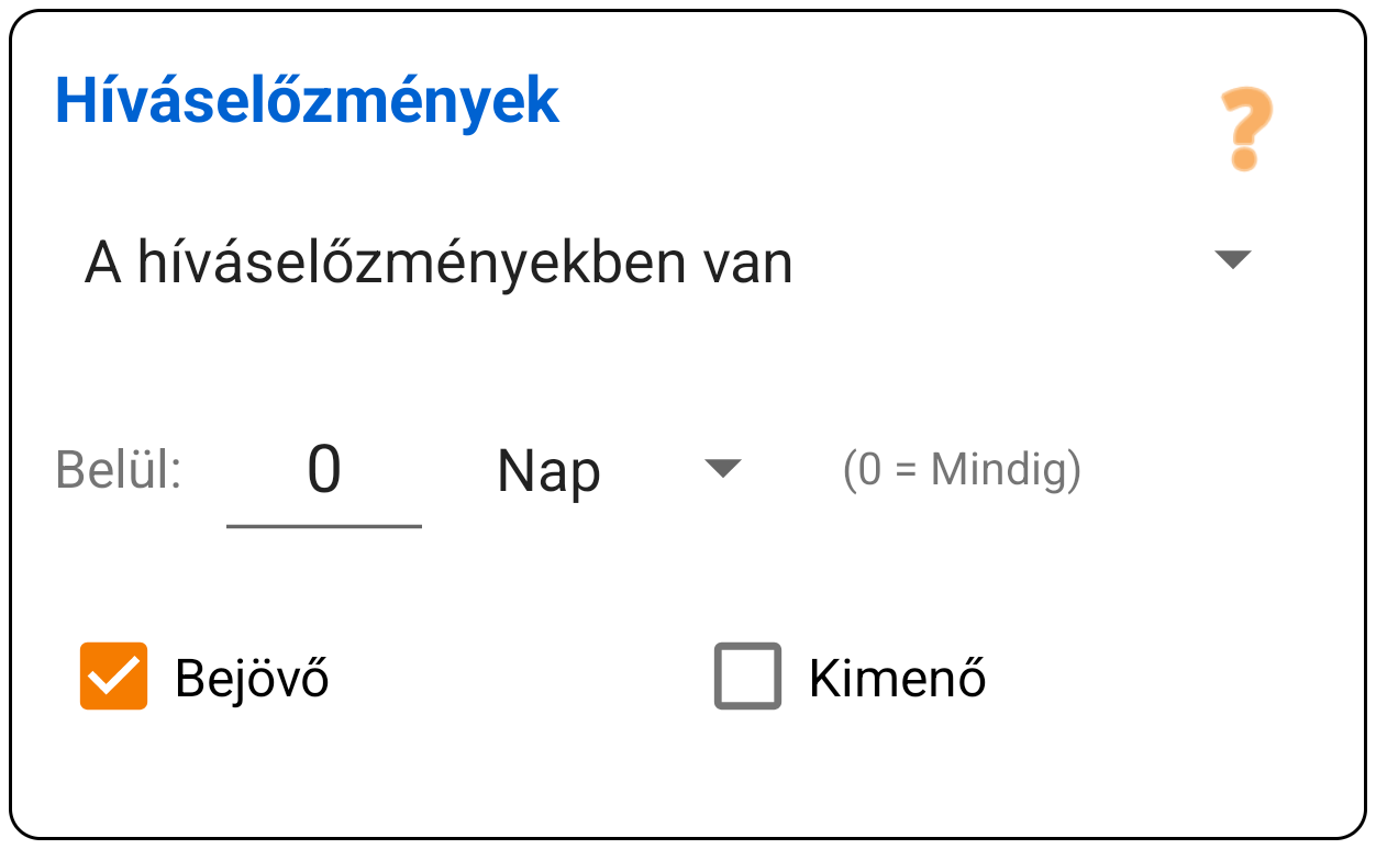 Bejövő Előzmények