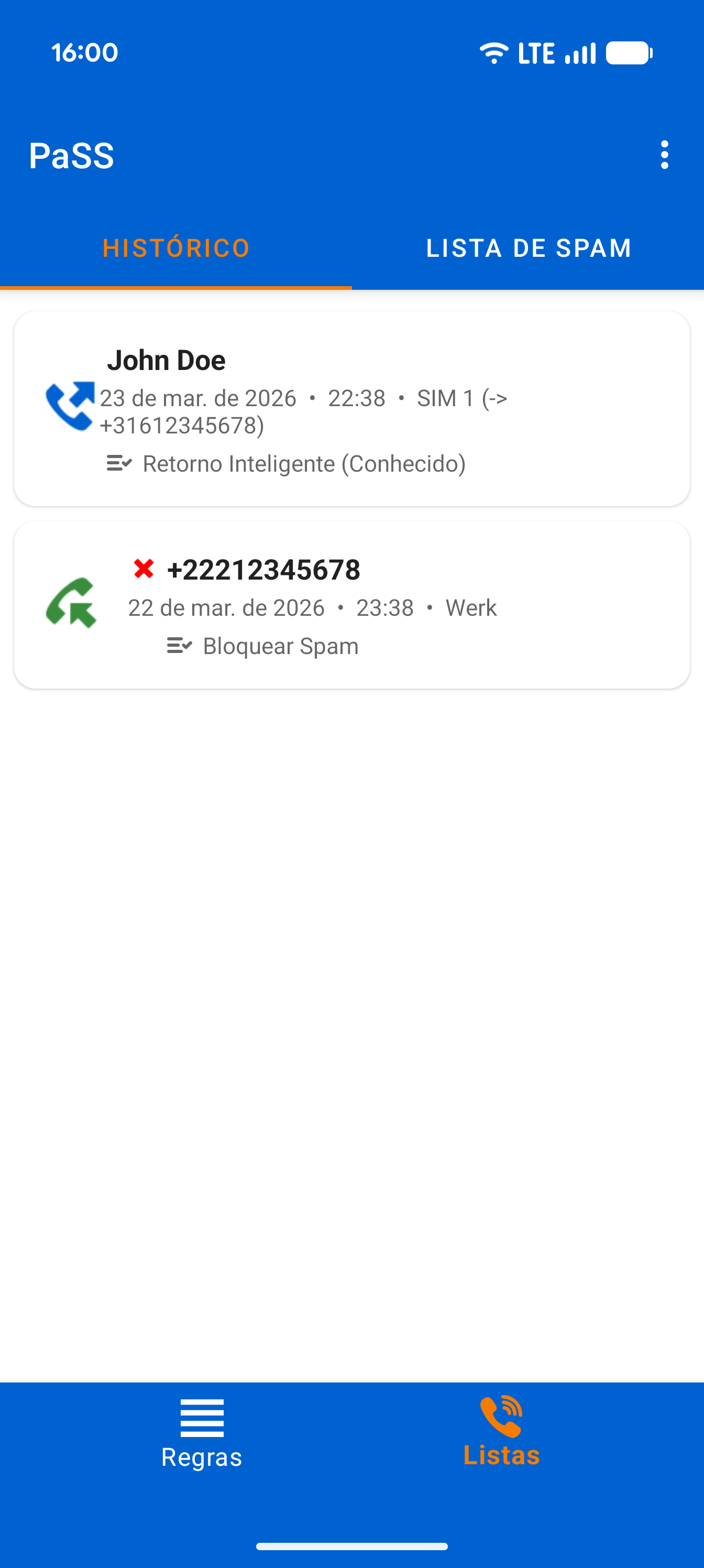 Histórico Inteligente