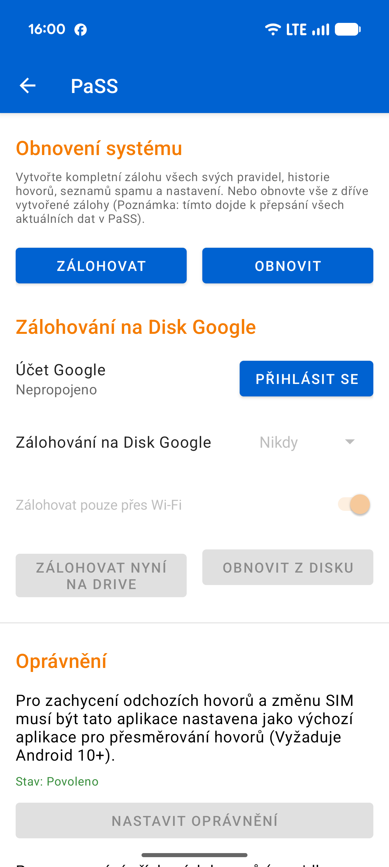 Settings Backup