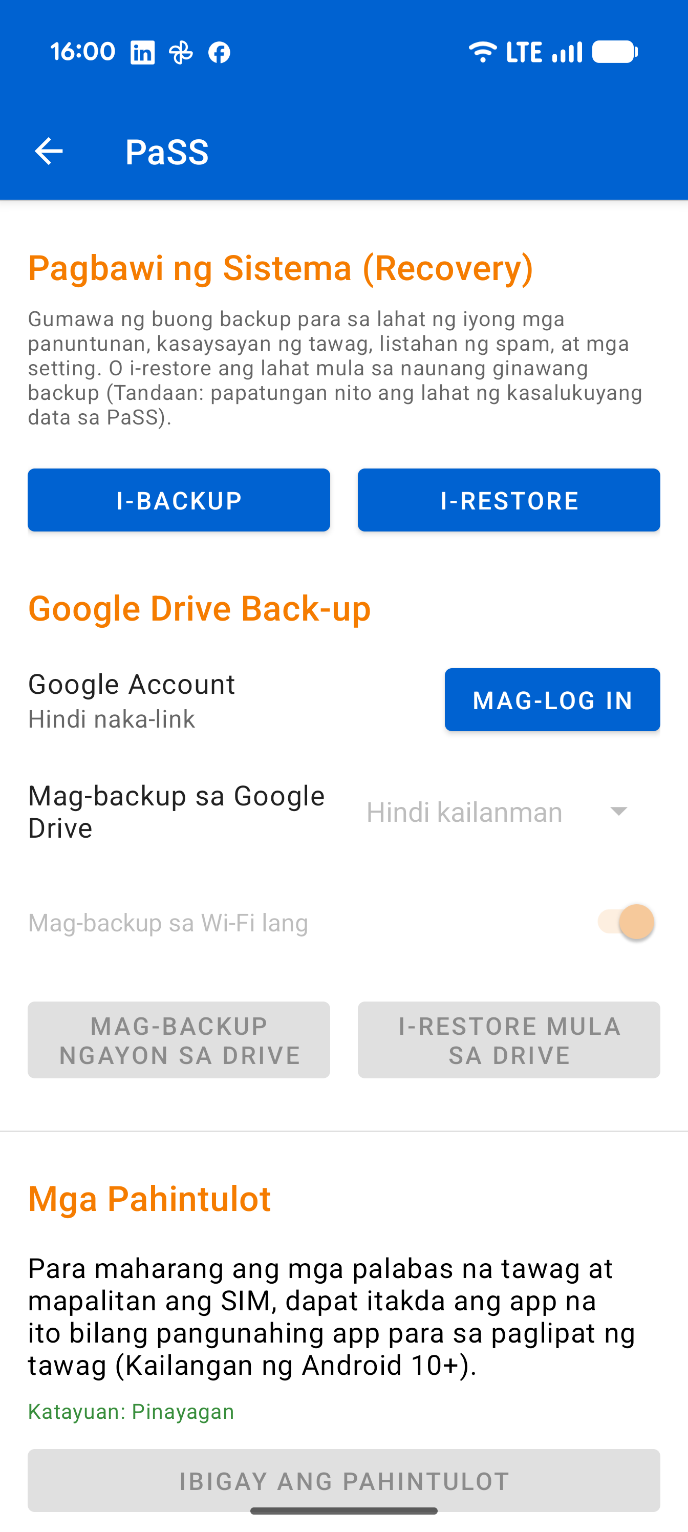 Settings Backup