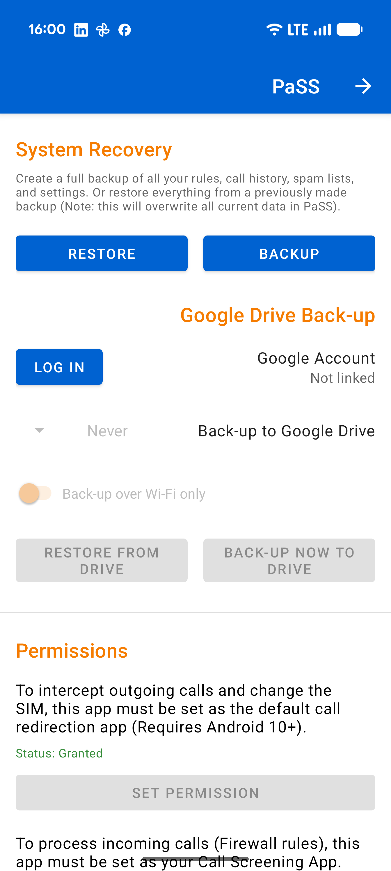 Settings Backup