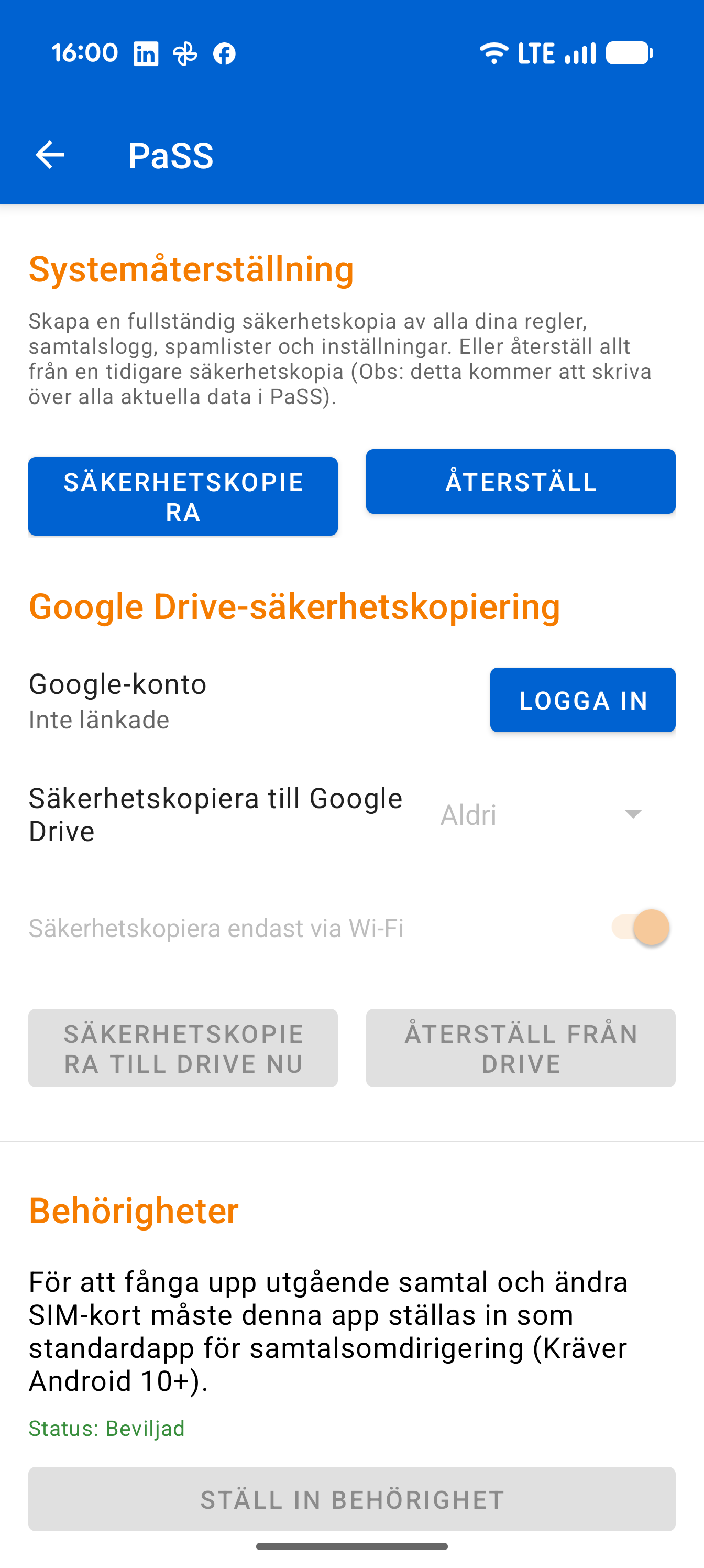 Settings Backup