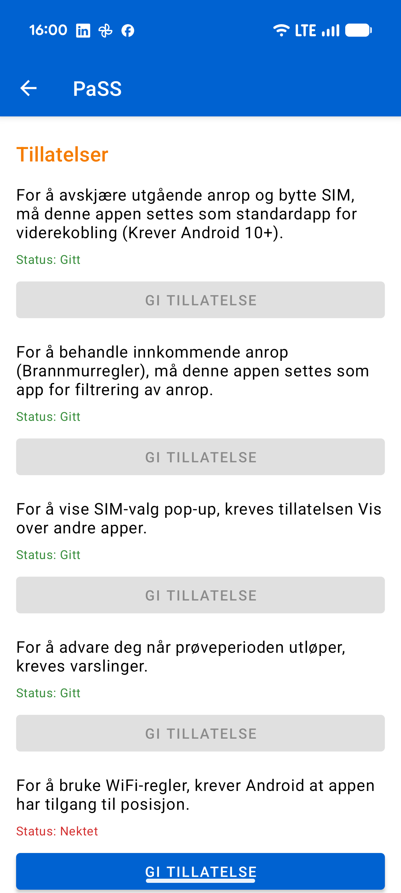 Settings Permissions