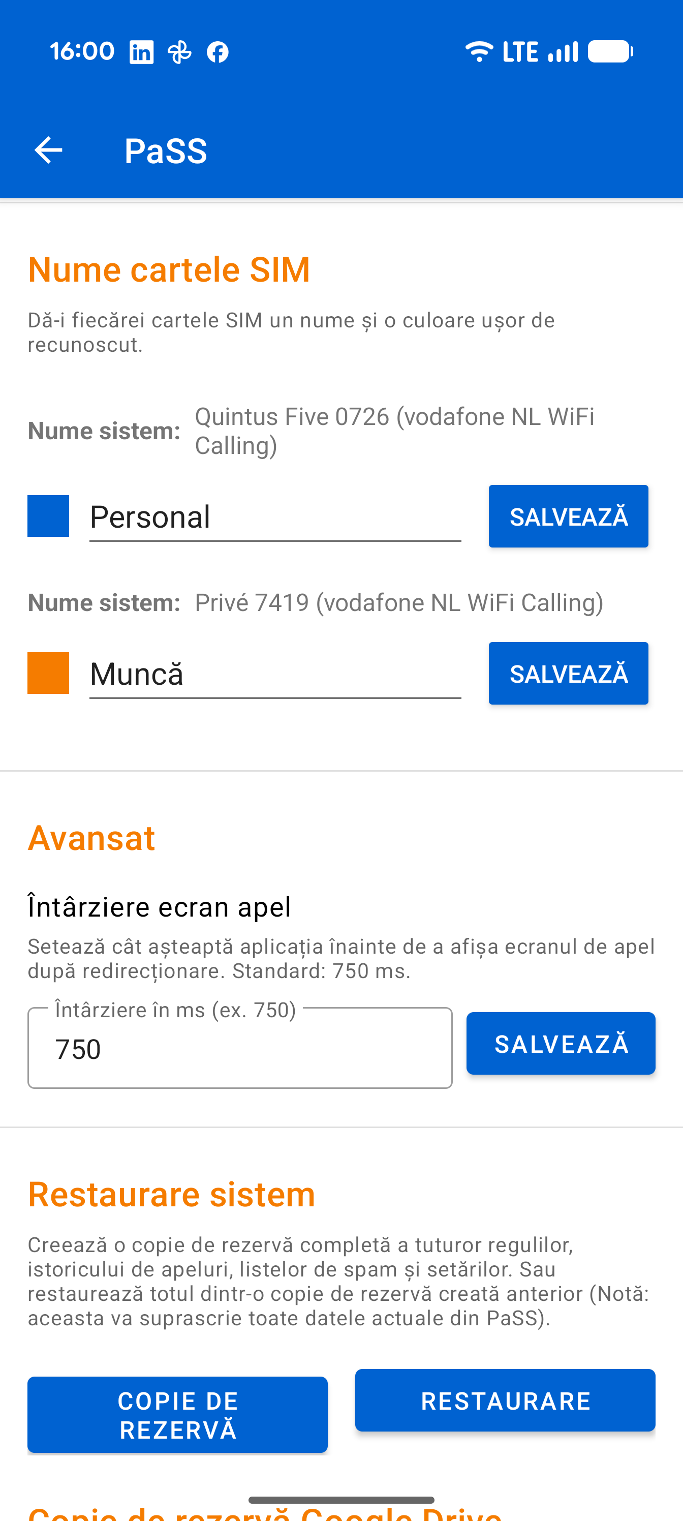 Settings SIM